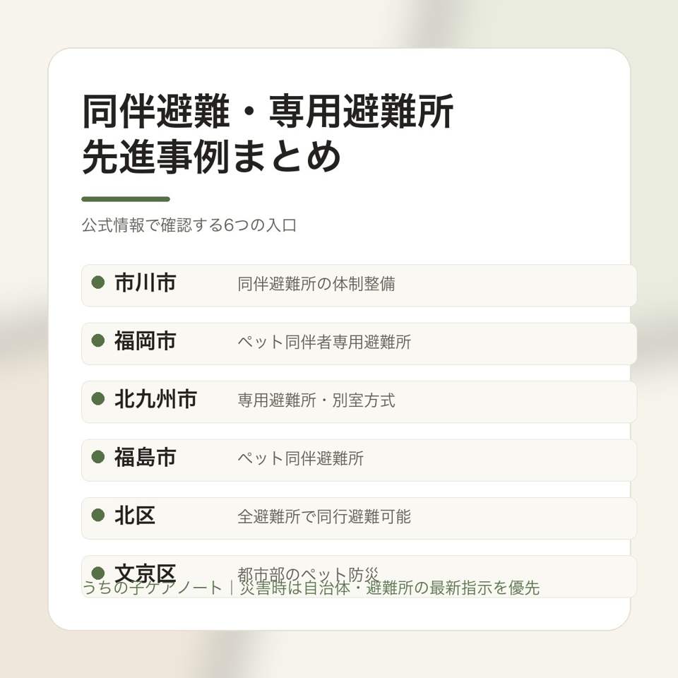 同伴避難・専用避難所の全国先進事例をまとめた保存画像