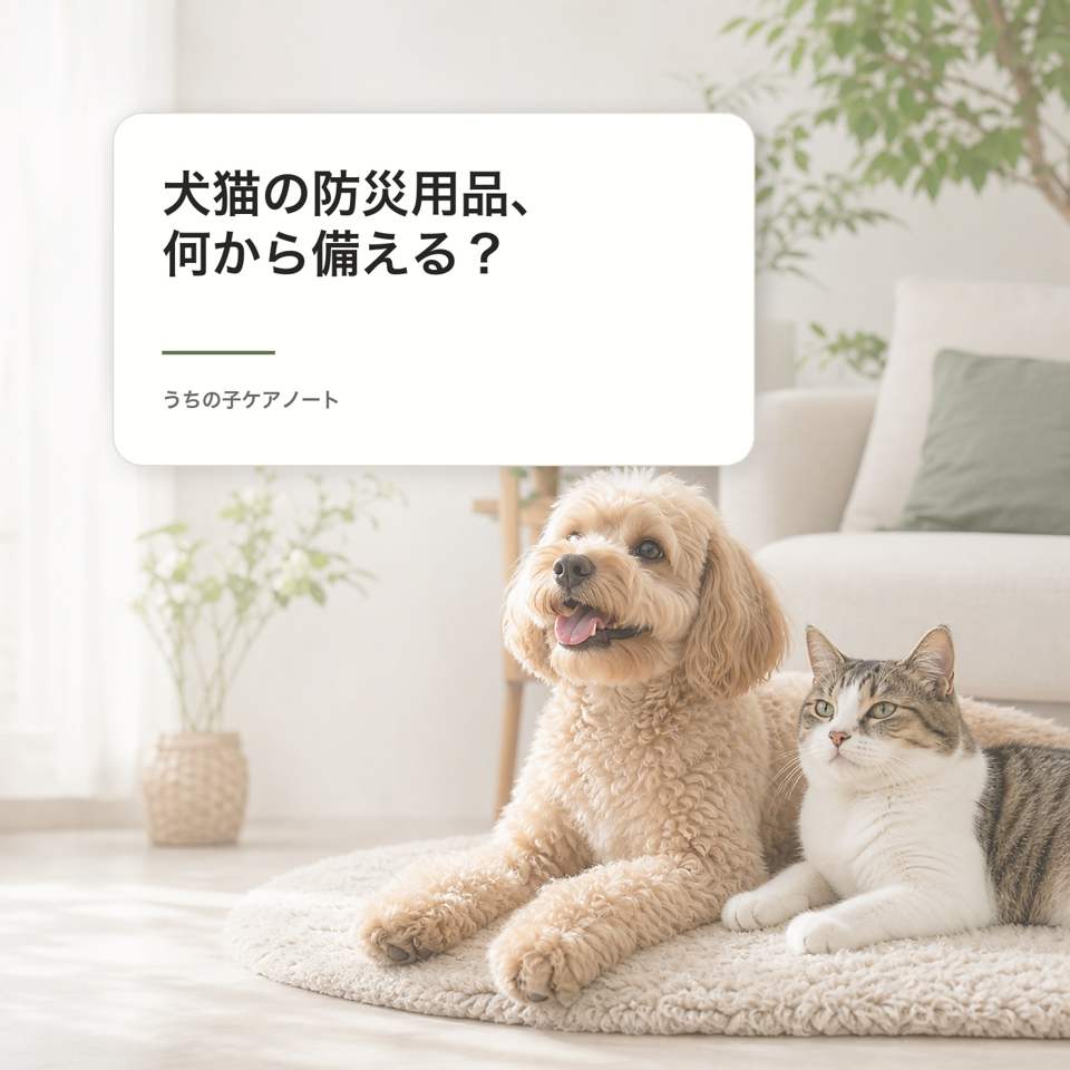 犬猫の防災用品を確認するイメージ