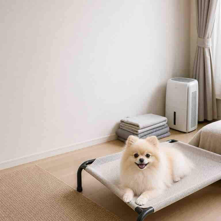 夏の寝床と洗い替えを用意した犬猫のいる室内