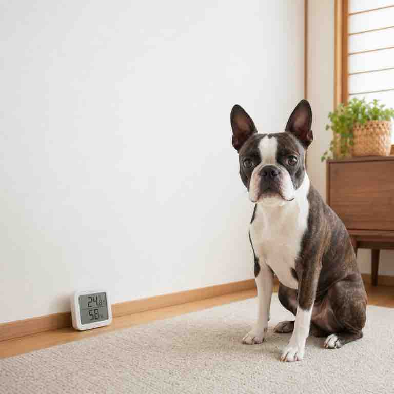 床付近の温湿度を確認する犬猫の部屋