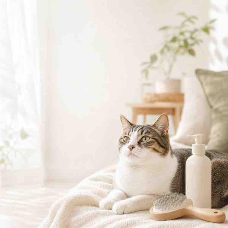 猫と香りに配慮したケア用品のイメージ