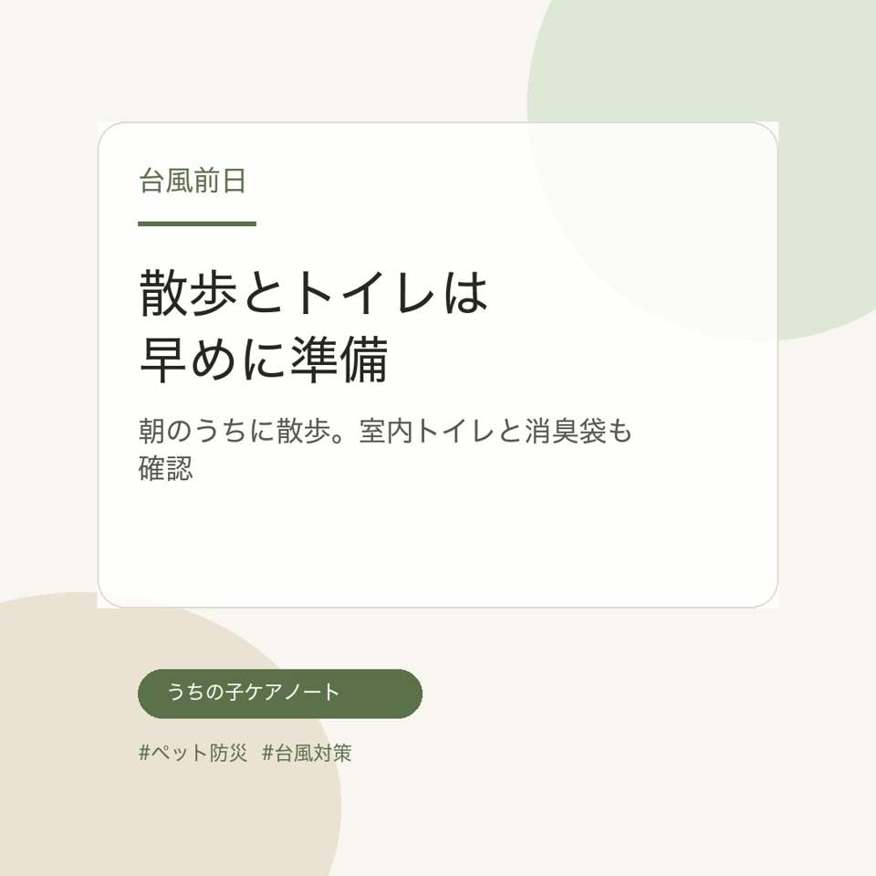 前日の台風ペット防災投稿画像
