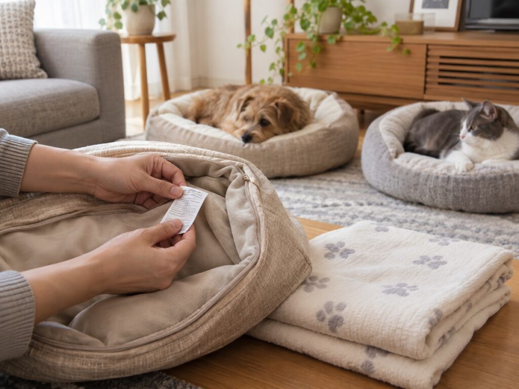 犬猫のベッド・毛布の洗濯と交換|表示・乾燥・替えの寝床を確認