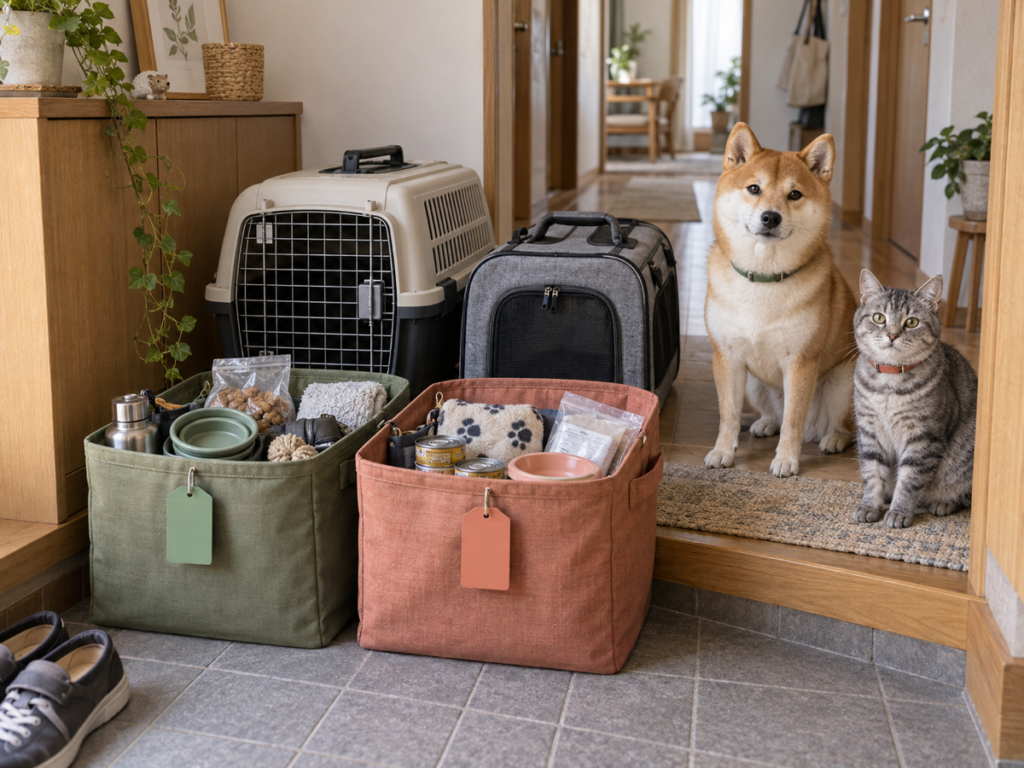 避難所でペット用品を取り違えないための記名・色分け・袋分け|犬猫の防災
