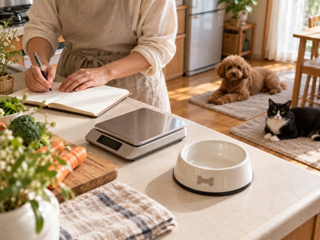 犬猫の食事記録を家族で共有|予定・実施・食べた様子を分ける