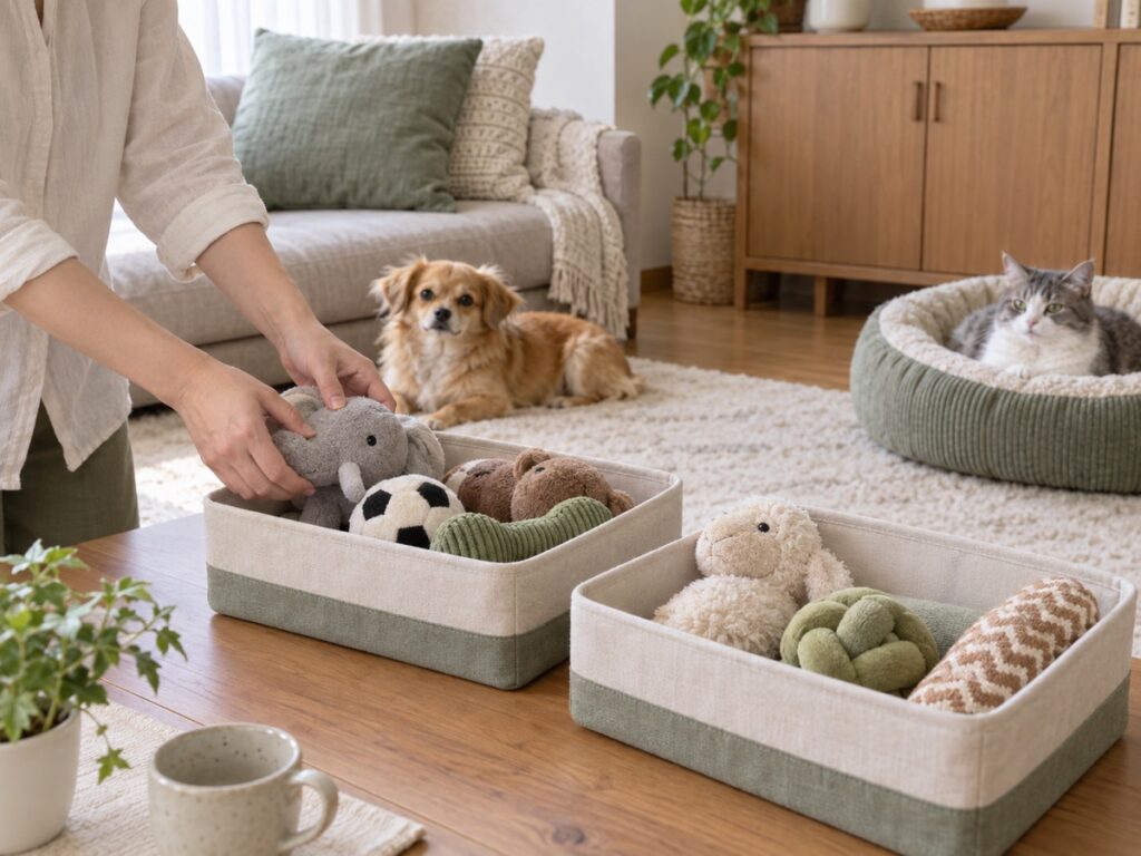 犬猫のおもちゃの収納・入れ替え|遊ぶ前後の点検と片付け方