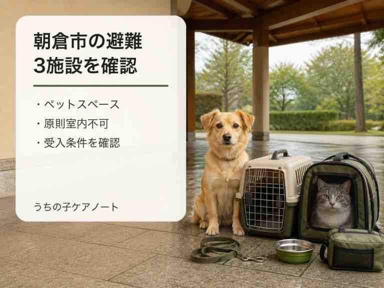 朝倉市のペット同行避難|3施設・室内不可・受入条件【2026年版】