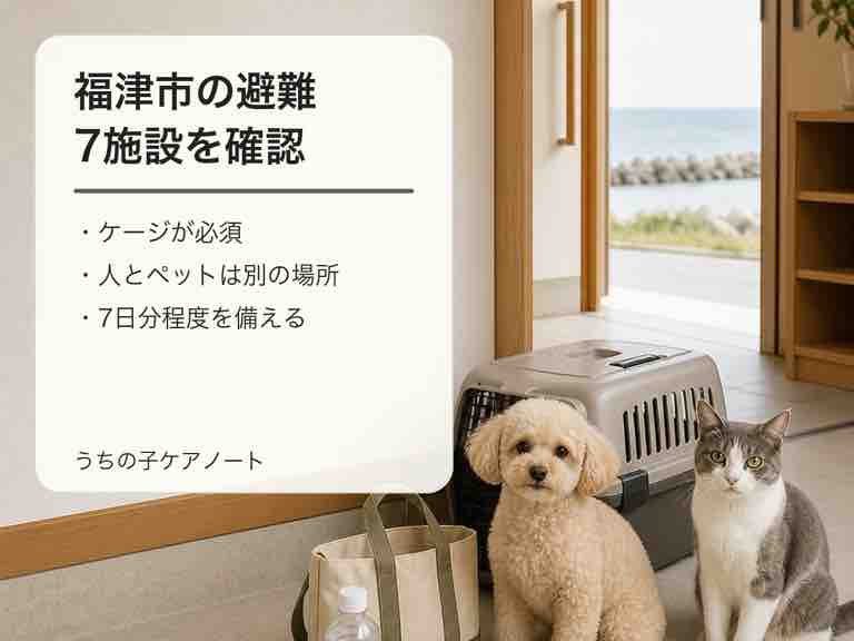 福津市のペット同行避難|7施設・ケージ・持ち物を確認【2026年版】