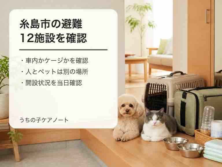 糸島市のペット同行避難|12避難所・車内待機・受入条件【2026年版】