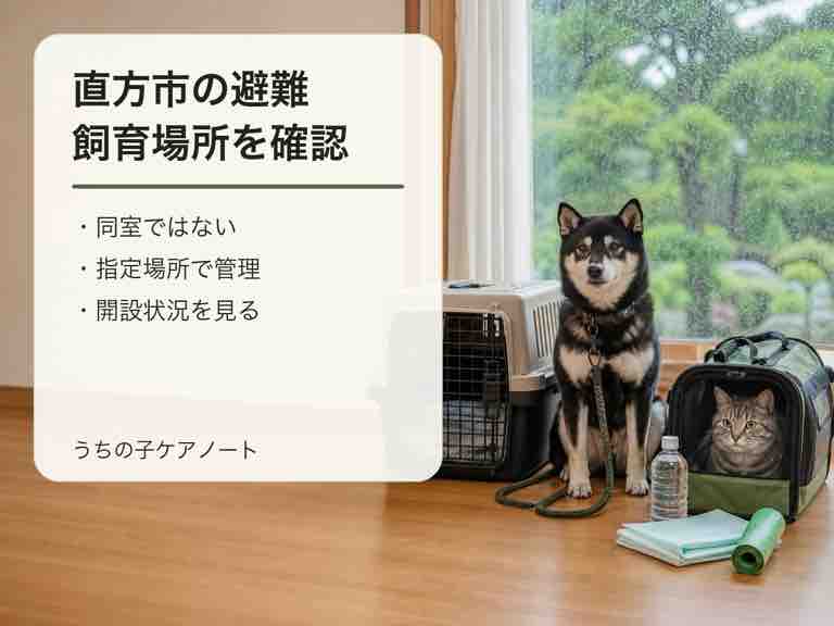 直方市のペット同行避難|同室不可・飼育場所・避難所確認【2026年版】